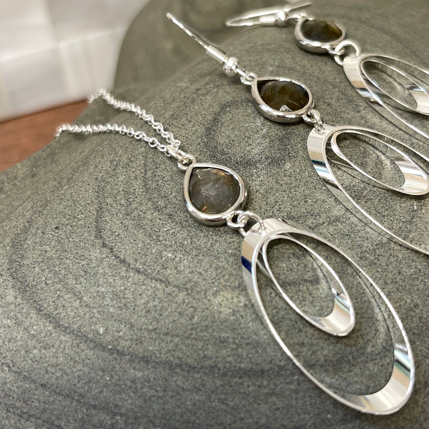 Labyrinth Labradorite earrings for healing and transformation