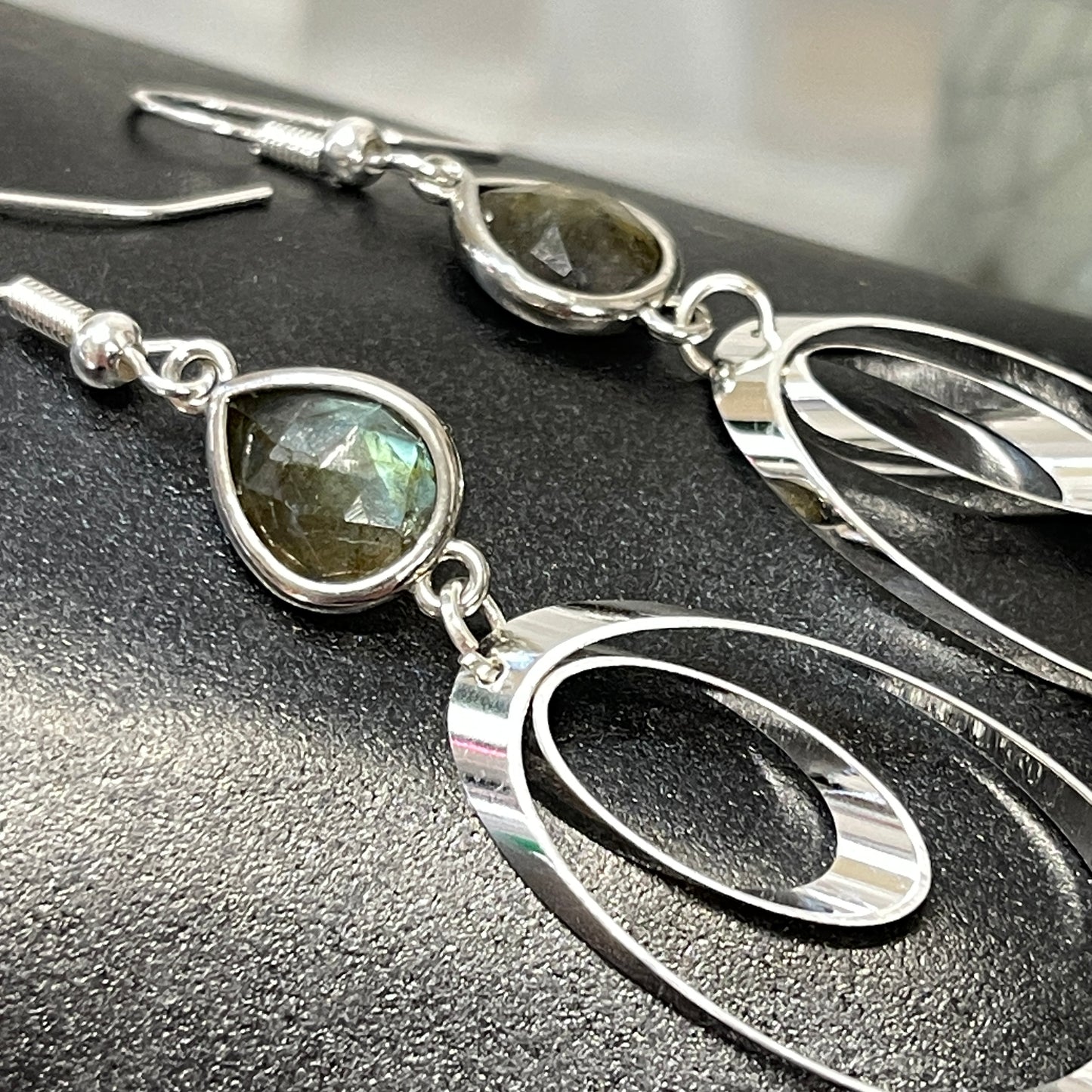 Labyrinth Labradorite earrings for healing and transformation