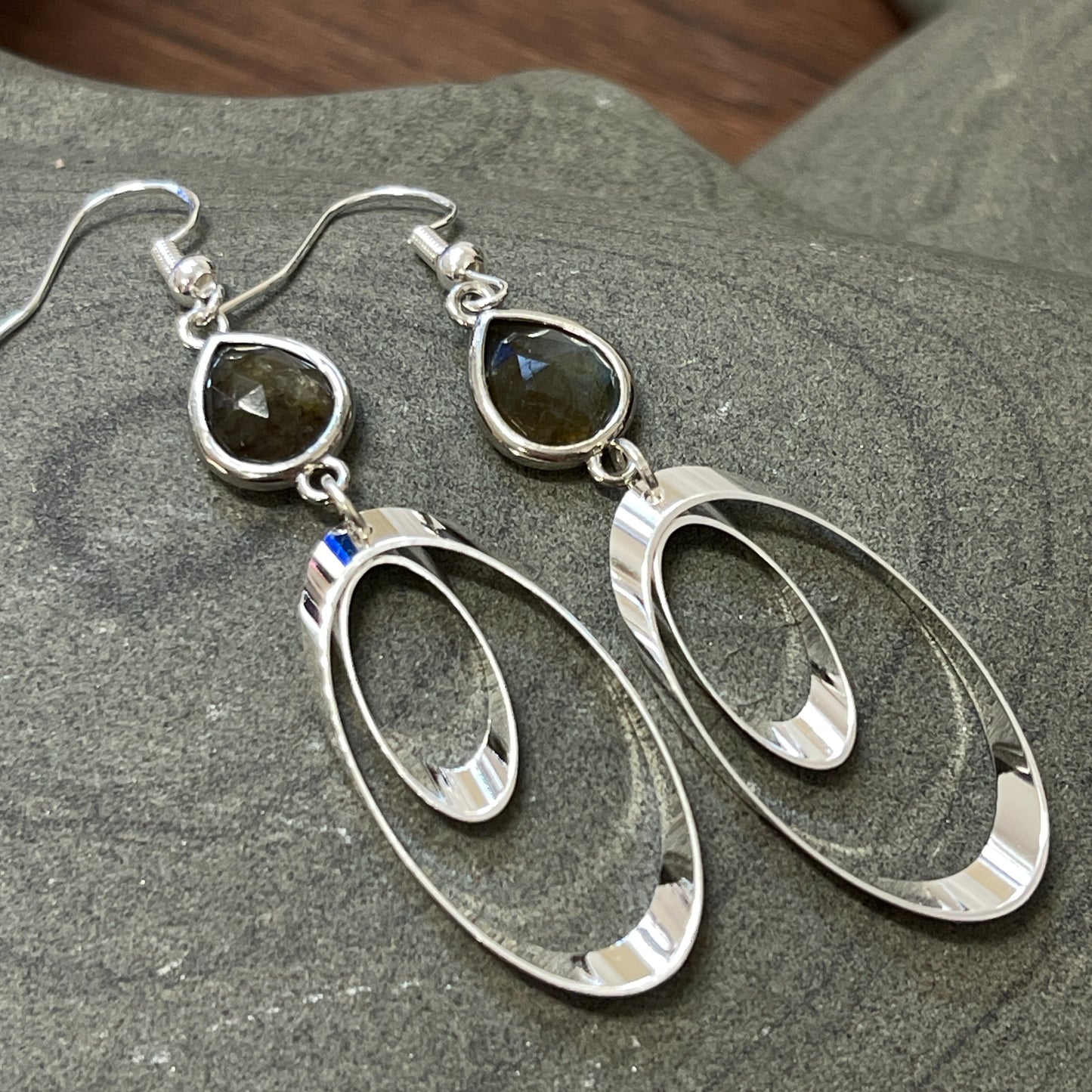 Labyrinth Labradorite earrings for healing and transformation