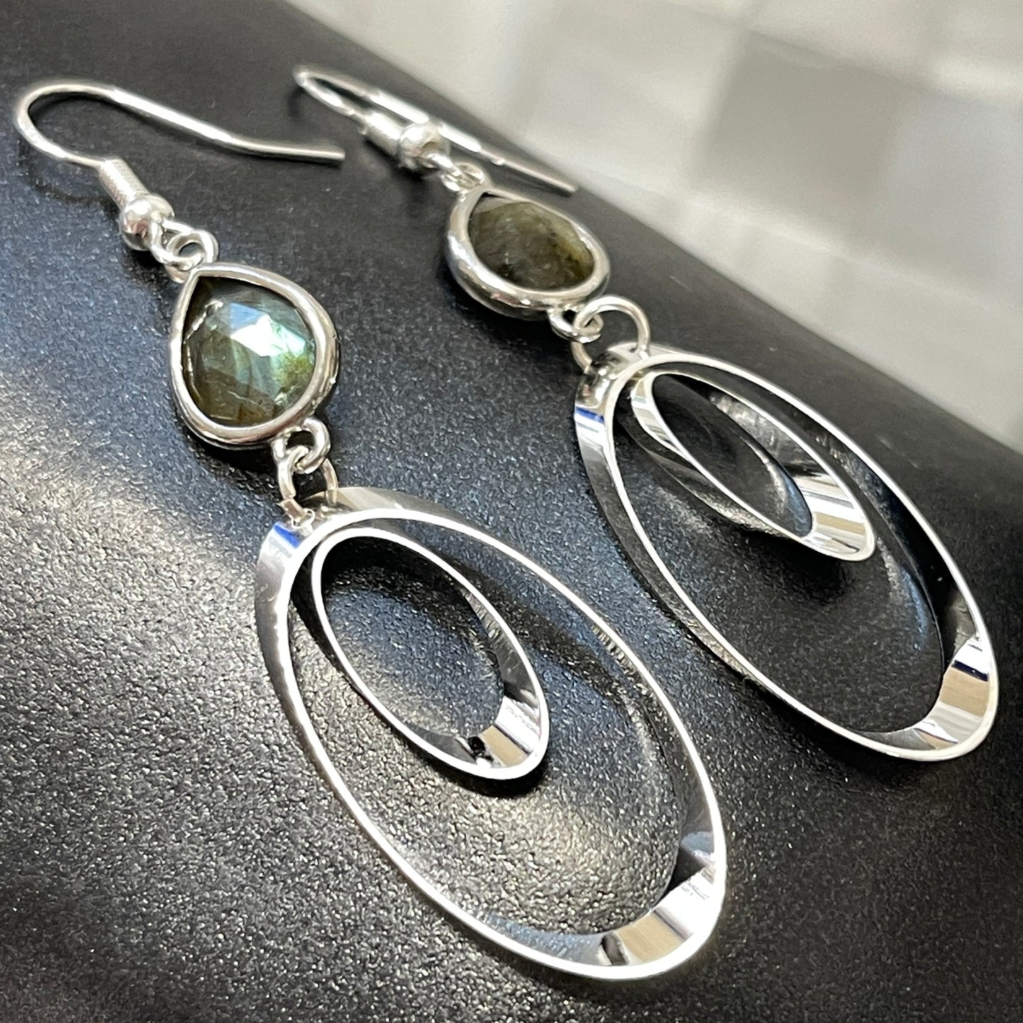 Labyrinth Labradorite earrings for healing and transformation