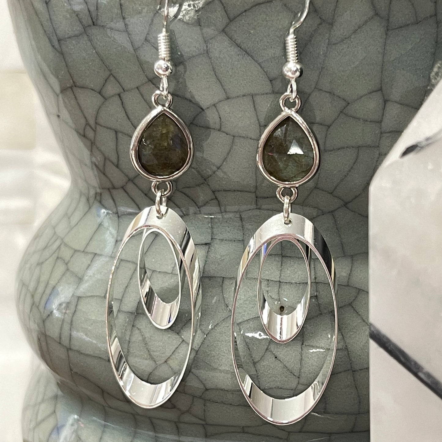 Labyrinth Labradorite earrings for healing and transformation