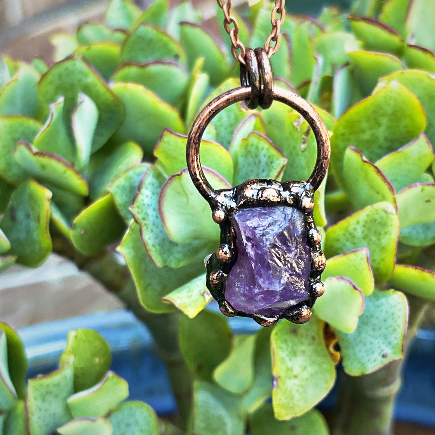 Amethyst slab necklace