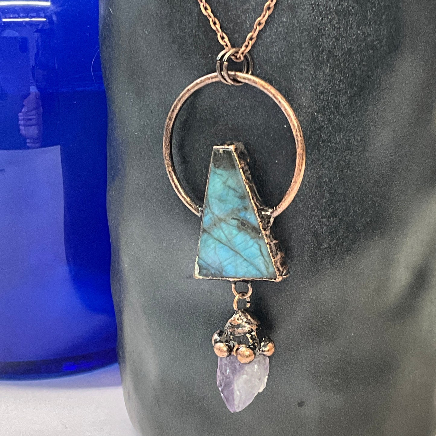 Trinity Labradorite and Amethyst Necklace