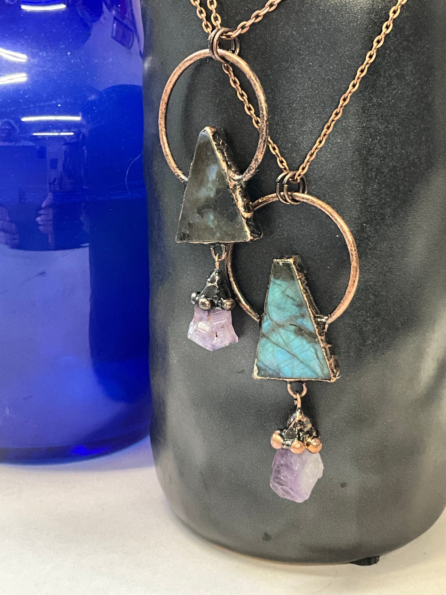 Trinity Labradorite and Amethyst Necklace