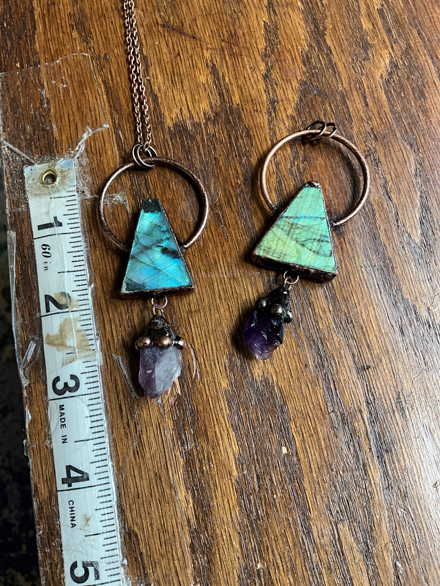 Trinity Labradorite and Amethyst Necklace