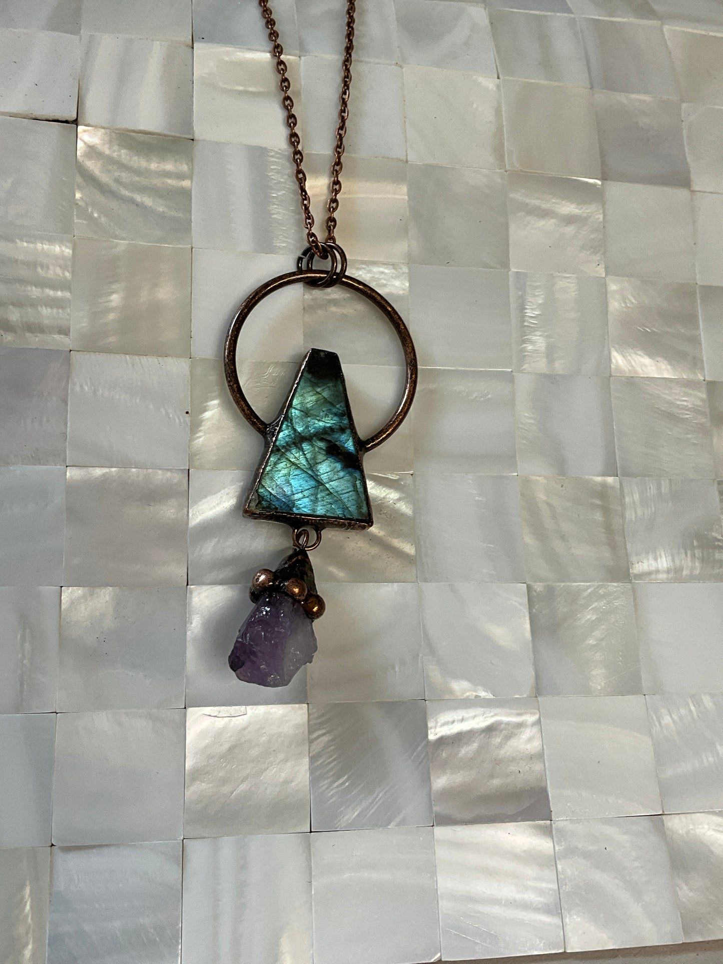 Trinity Labradorite and Amethyst Necklace