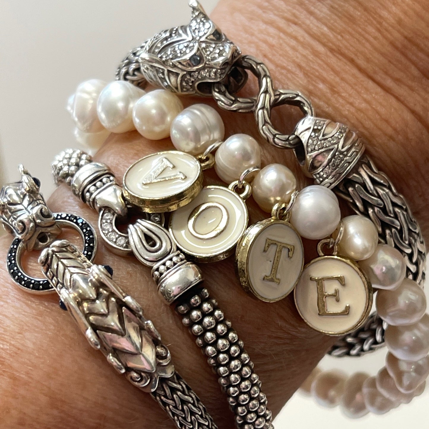 VOTE Up Cycled Genuine Freshwater Pearl Bracelet