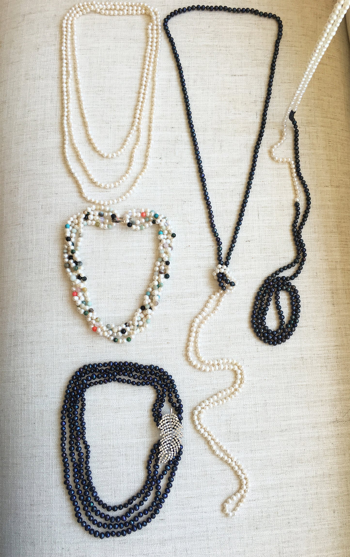 Gatsby Pearl Rope Necklace Jazz Age Art Deco Color Options