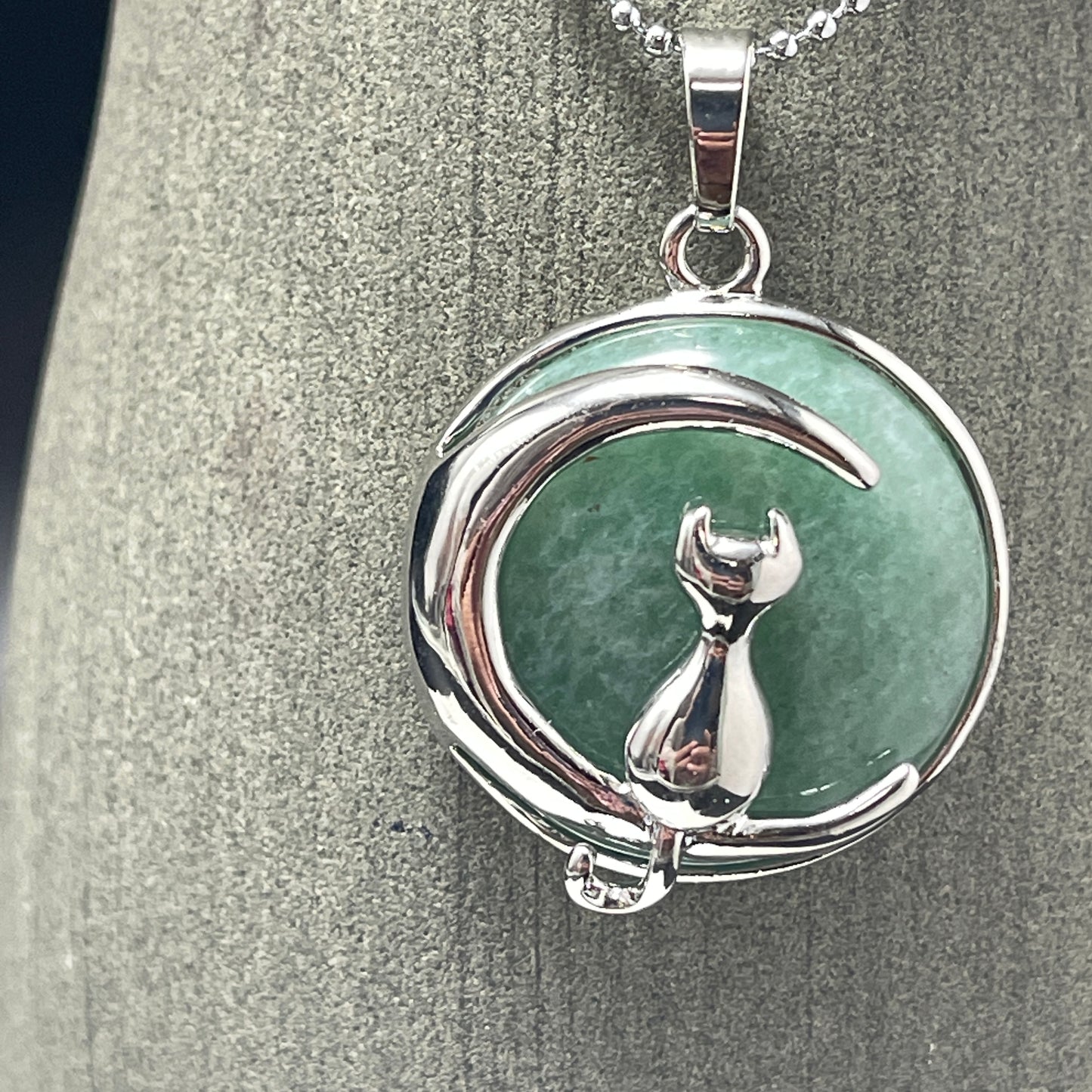Luna Cat Gemstone Pendant Necklace