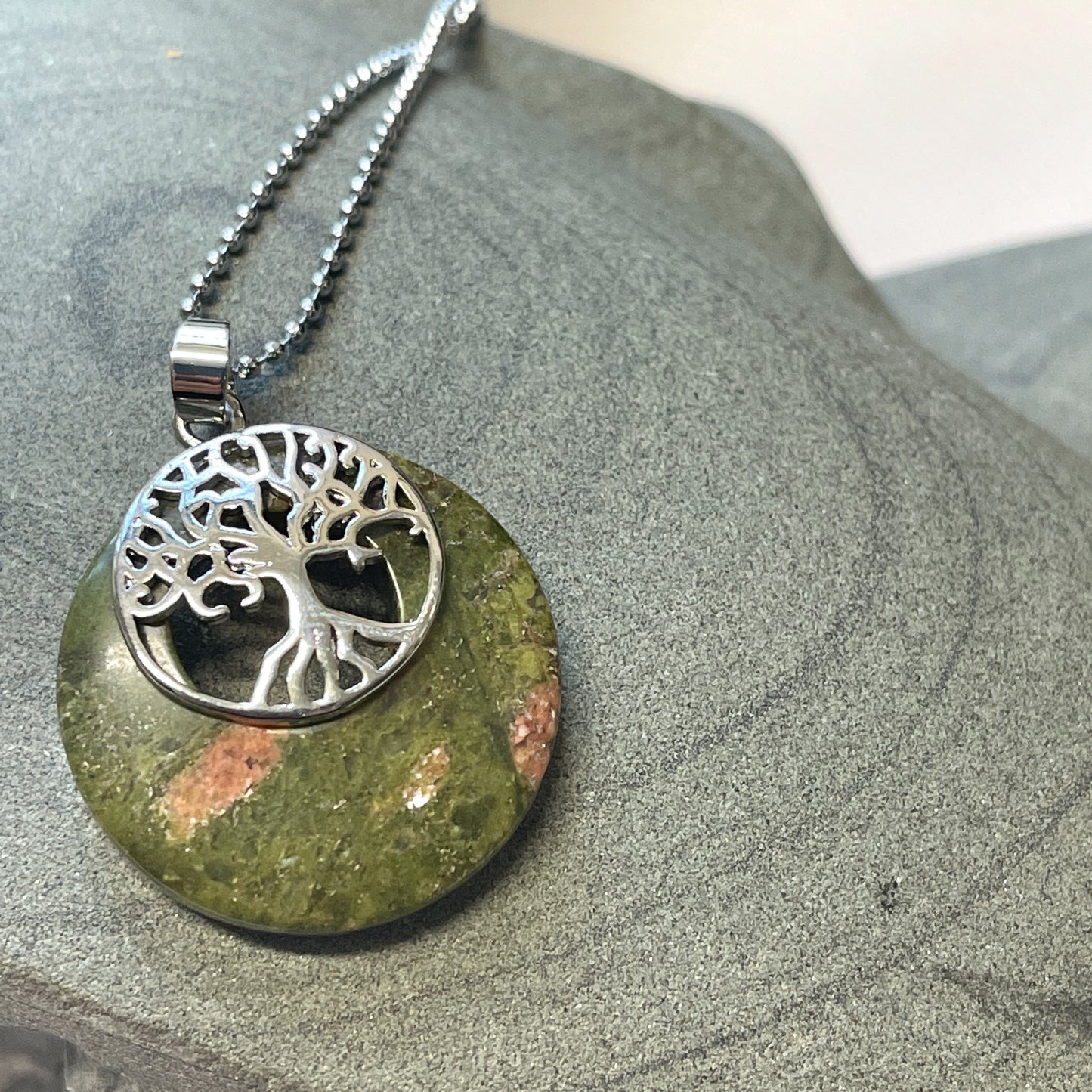 Tree of Life Gemstone and Shell Necklace