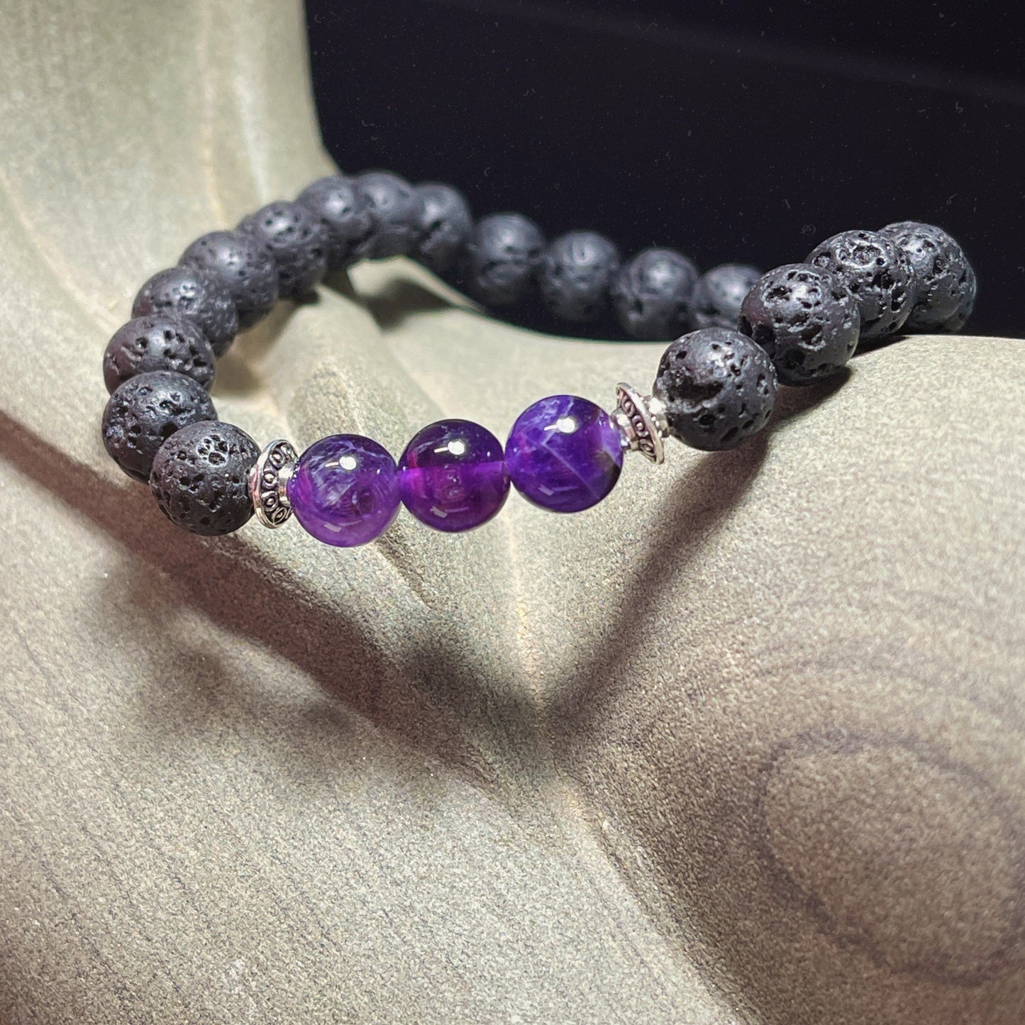Seraphina Lava Stone Stacking Bracelets