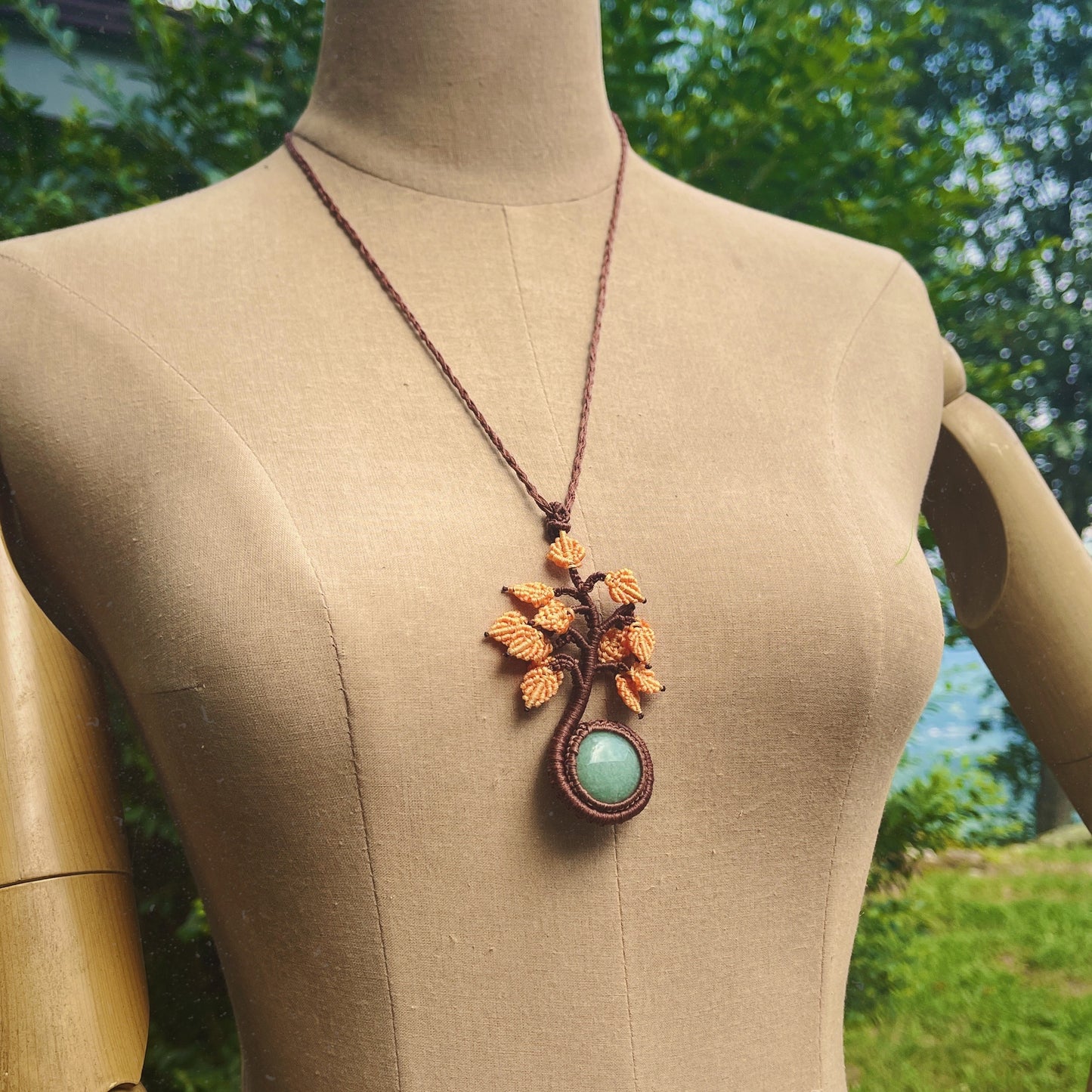 Dryad Tree Leaves Gemstone necklace autumnal