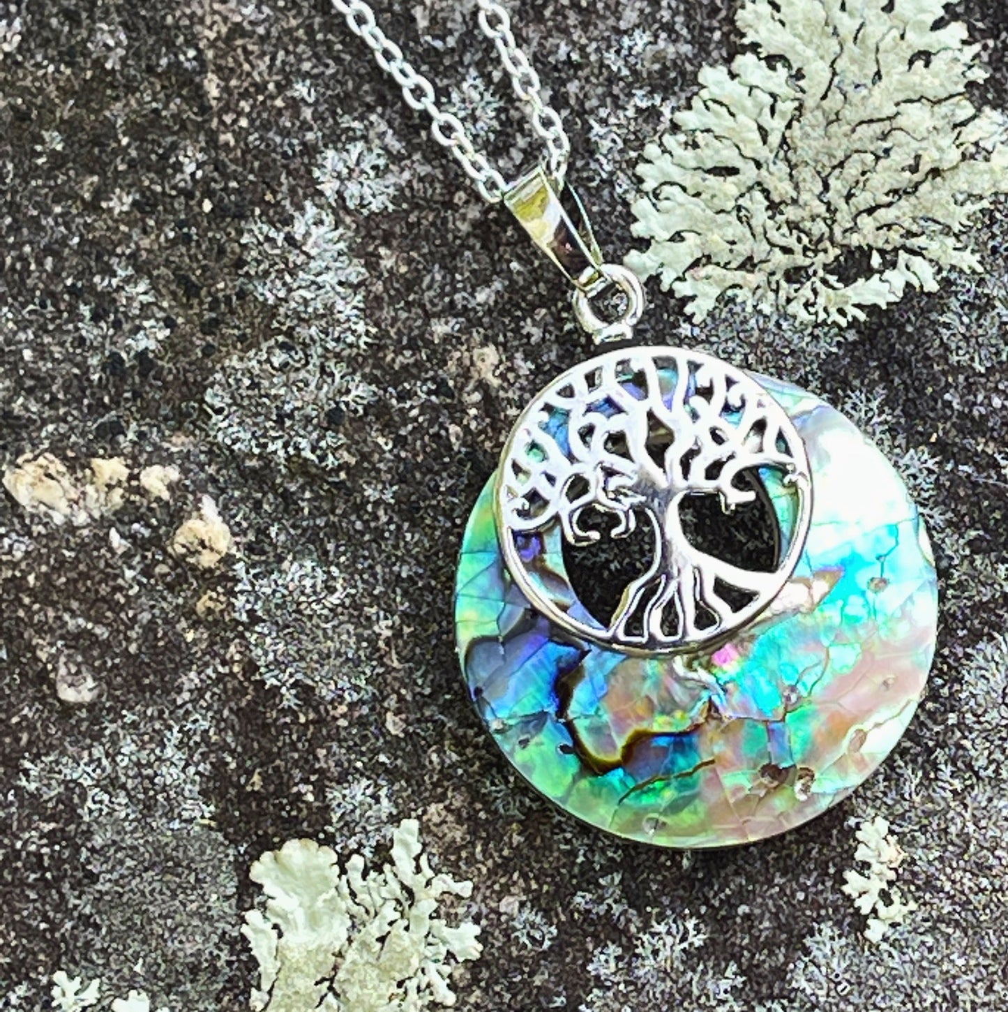 Tree of Life Gemstone and Shell Necklace