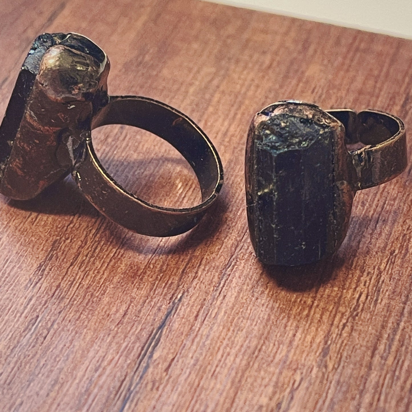 Raw Black Tourmaline Copper Ring