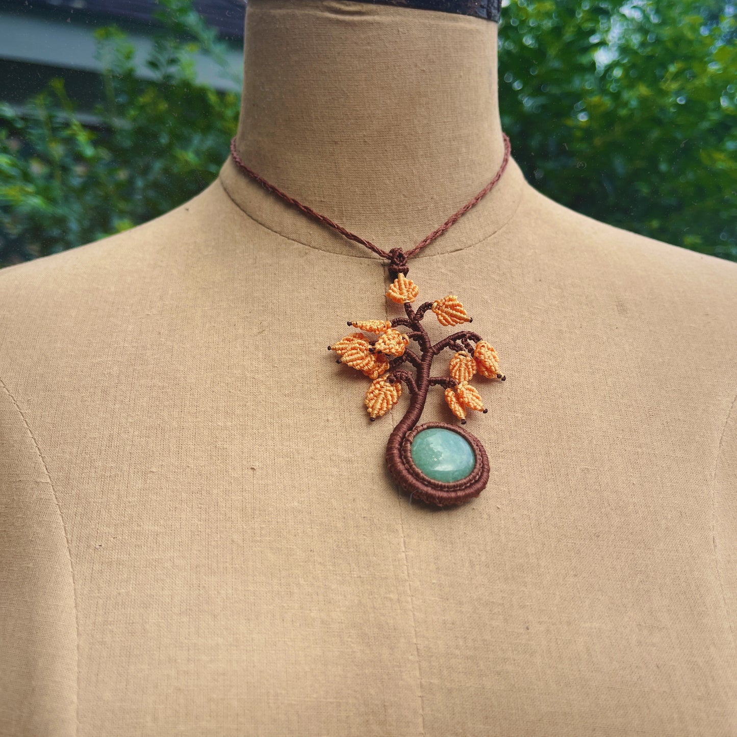 Dryad Tree Leaves Gemstone necklace autumnal
