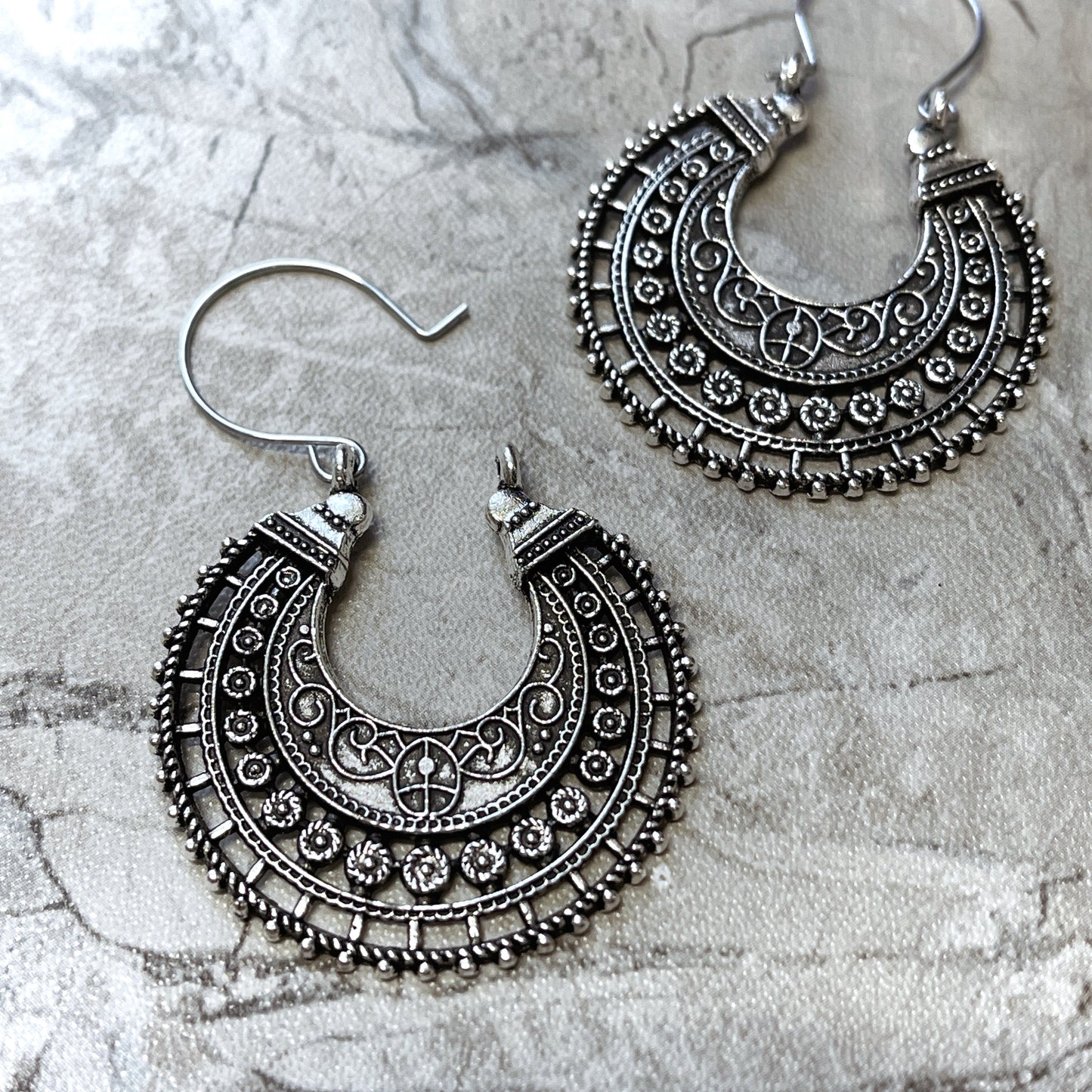 Dakota Bali Silver Boho Hoop Earrings