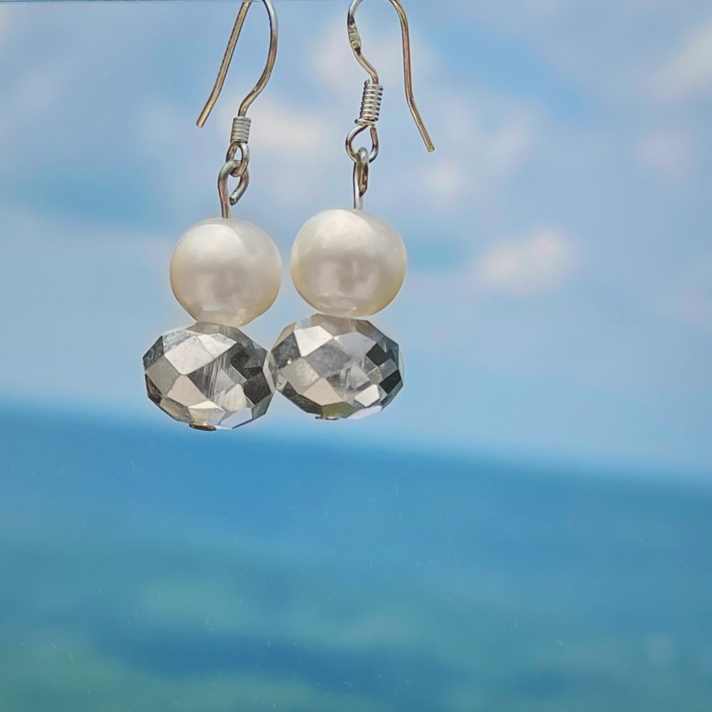 Kristin Pearl and Crystal Earrings
