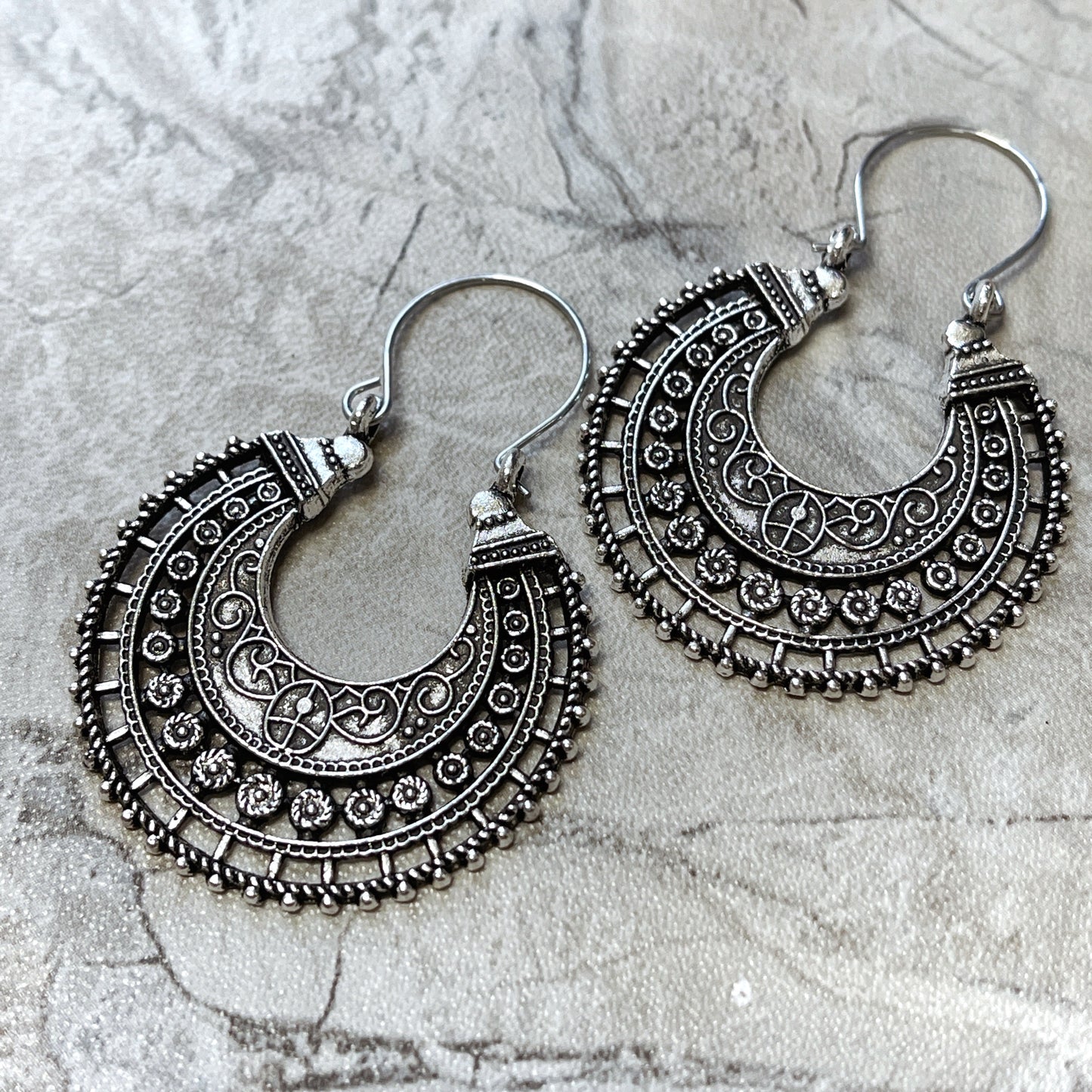 Dakota Bali Silver Boho Hoop Earrings