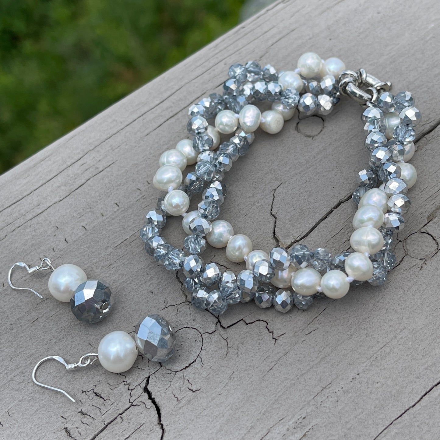 Kristin Pearl and Crystal Earrings