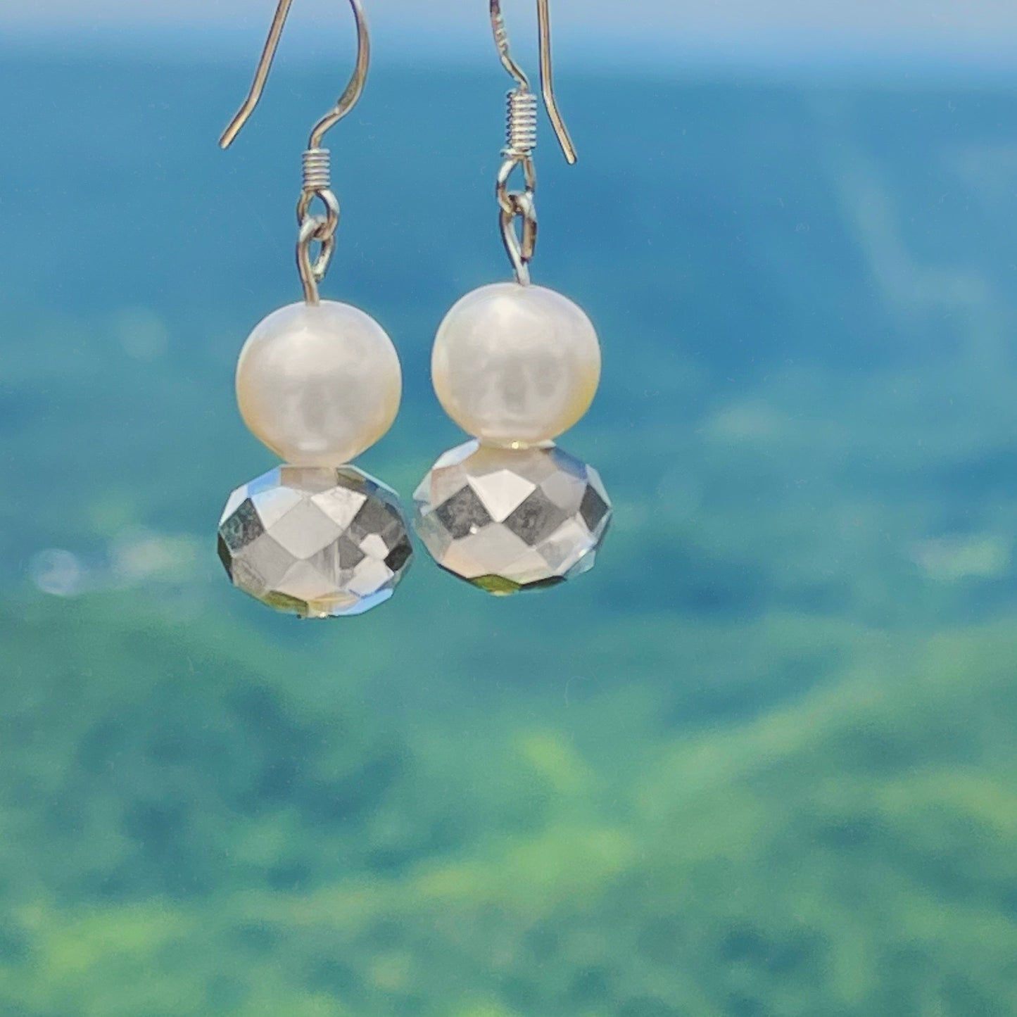 Kristin Pearl and Crystal Earrings
