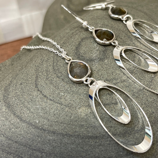 Labyrinth Labradorite earrings for healing and transformation