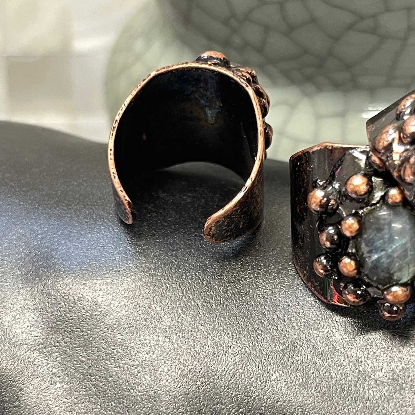 Copper Labradorite Shield Ring