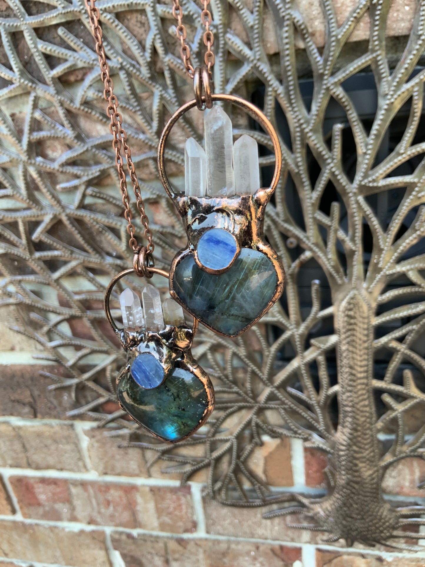 Sacred heart labradorite crystal necklace