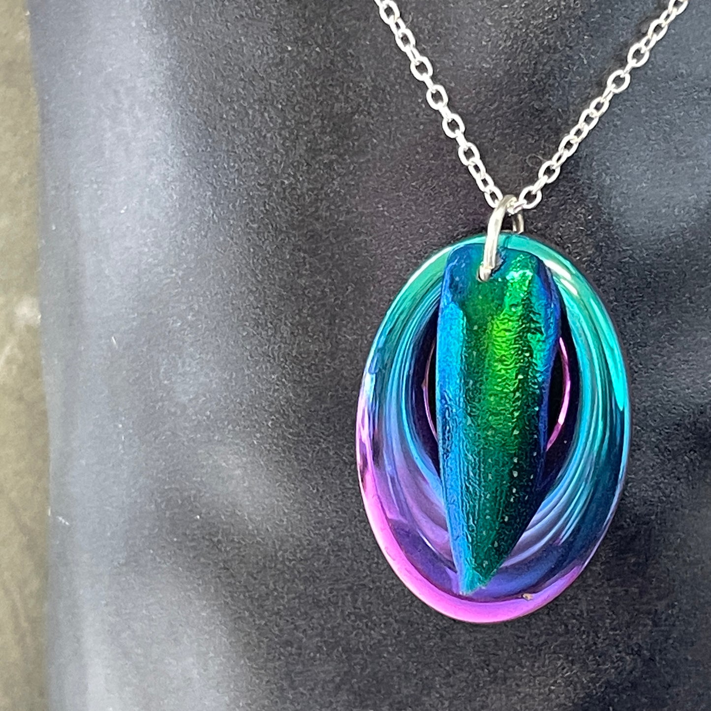 Rainbow Hematite Jewel Wing  Necklace