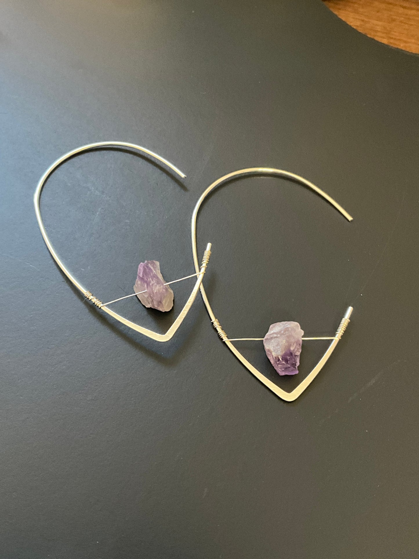 Aura Gemstone Wire Hoop Earrings