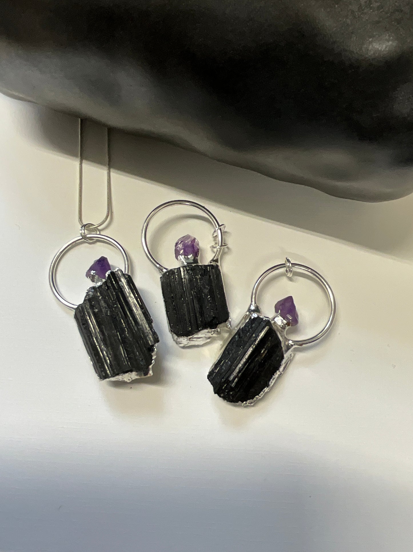 Serenity black tourmaline amethyst necklace