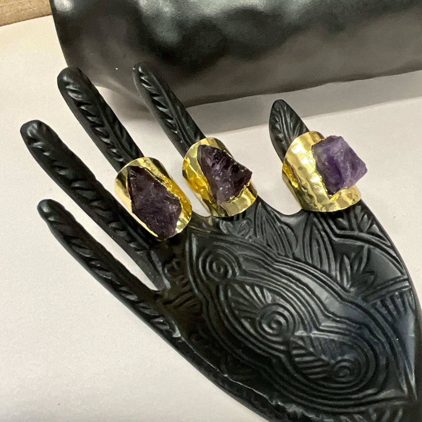 Gold Amethyst Statement Ring