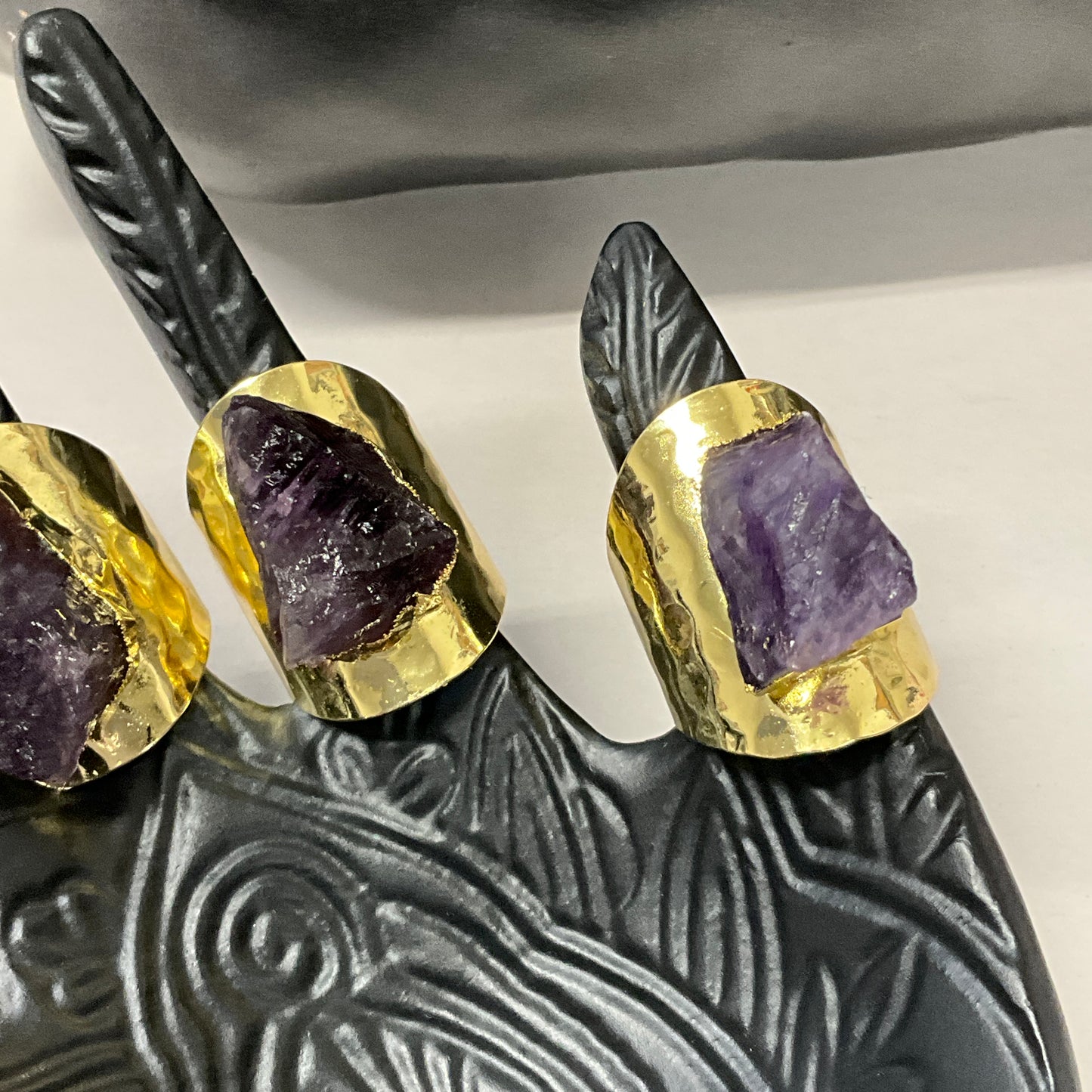 Gold Amethyst Statement Ring