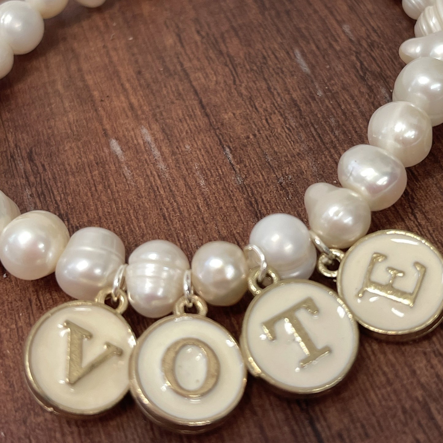 VOTE Up Cycled Genuine Freshwater Pearl Bracelet