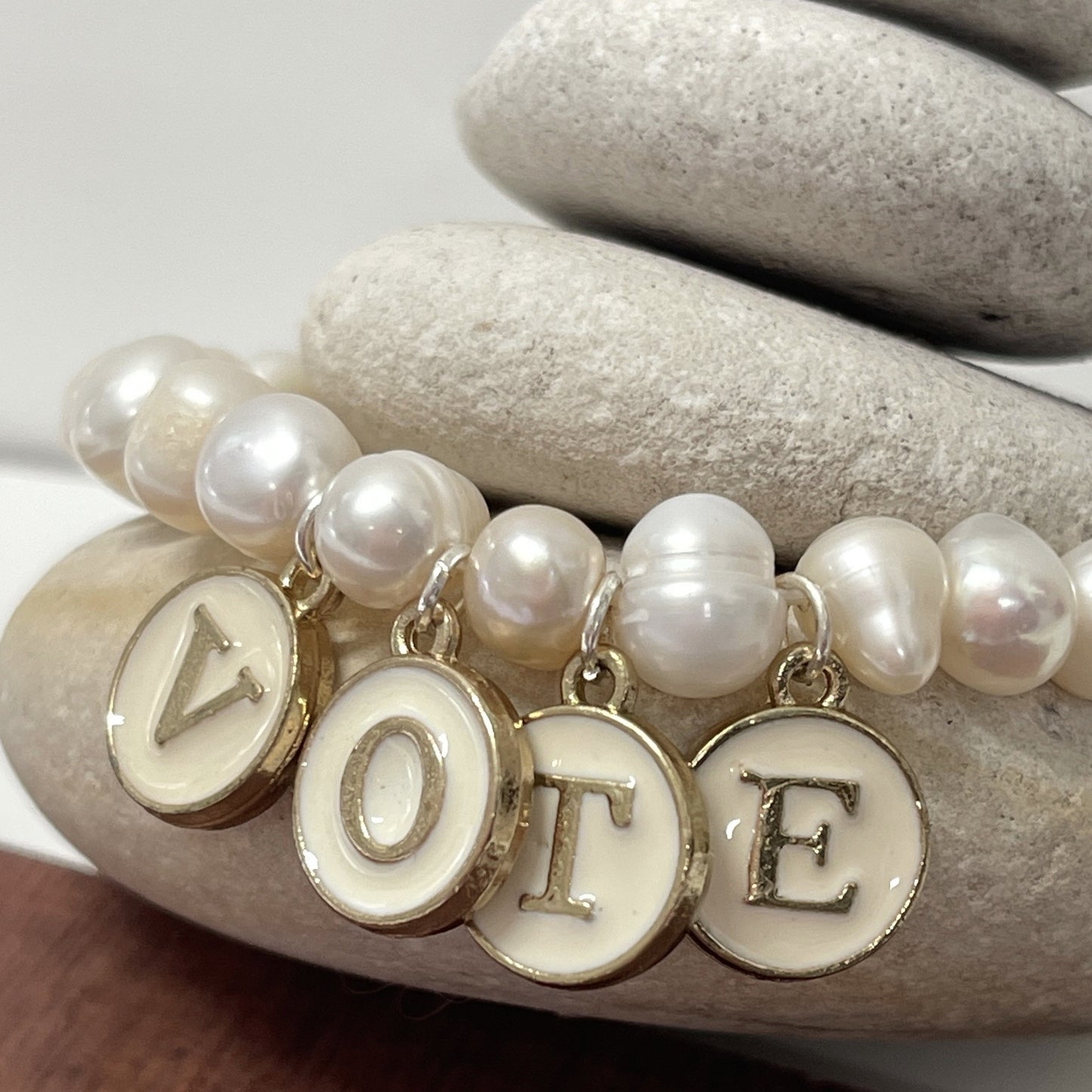 VOTE Up Cycled Genuine Freshwater Pearl Bracelet