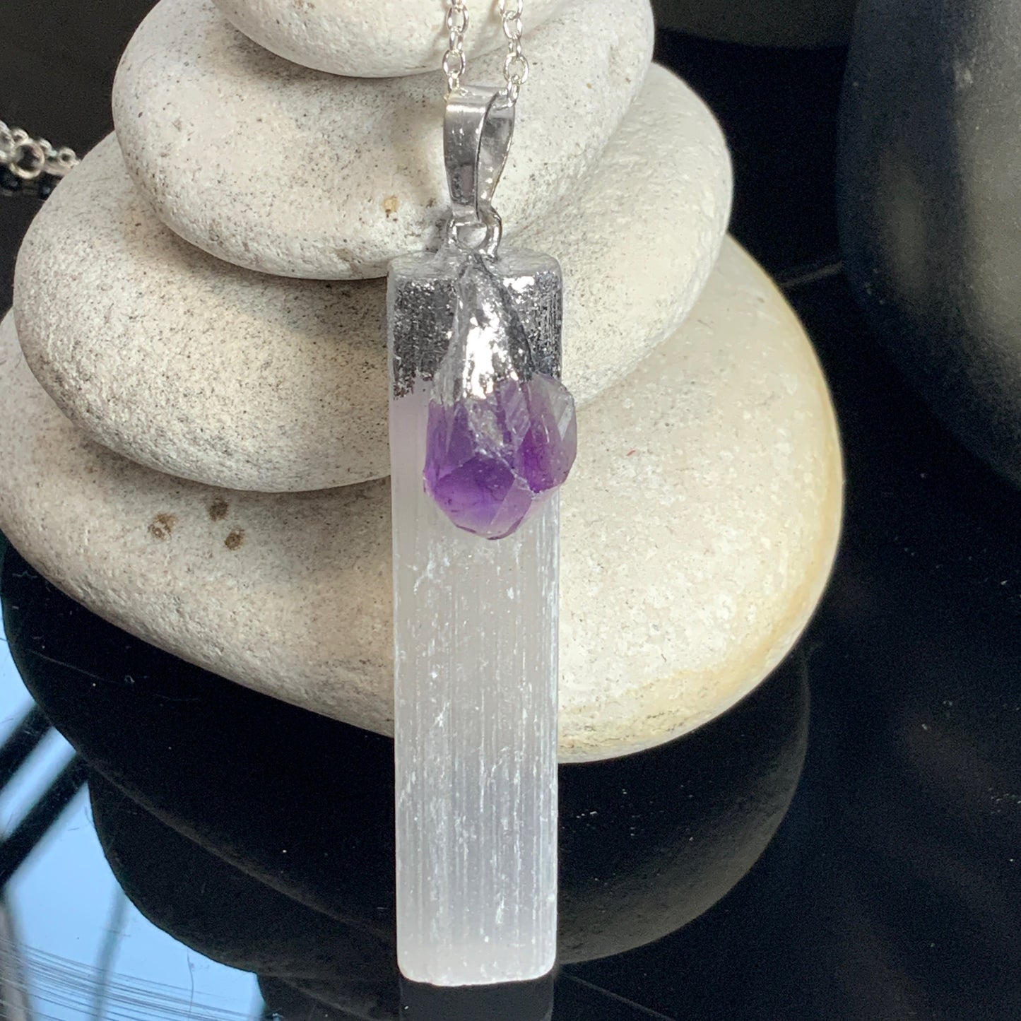 Amethyst Selenite Necklace