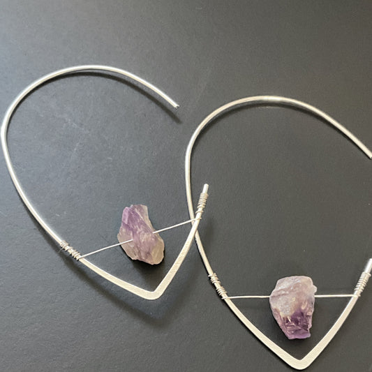 Aura Gemstone Wire Hoop Earrings