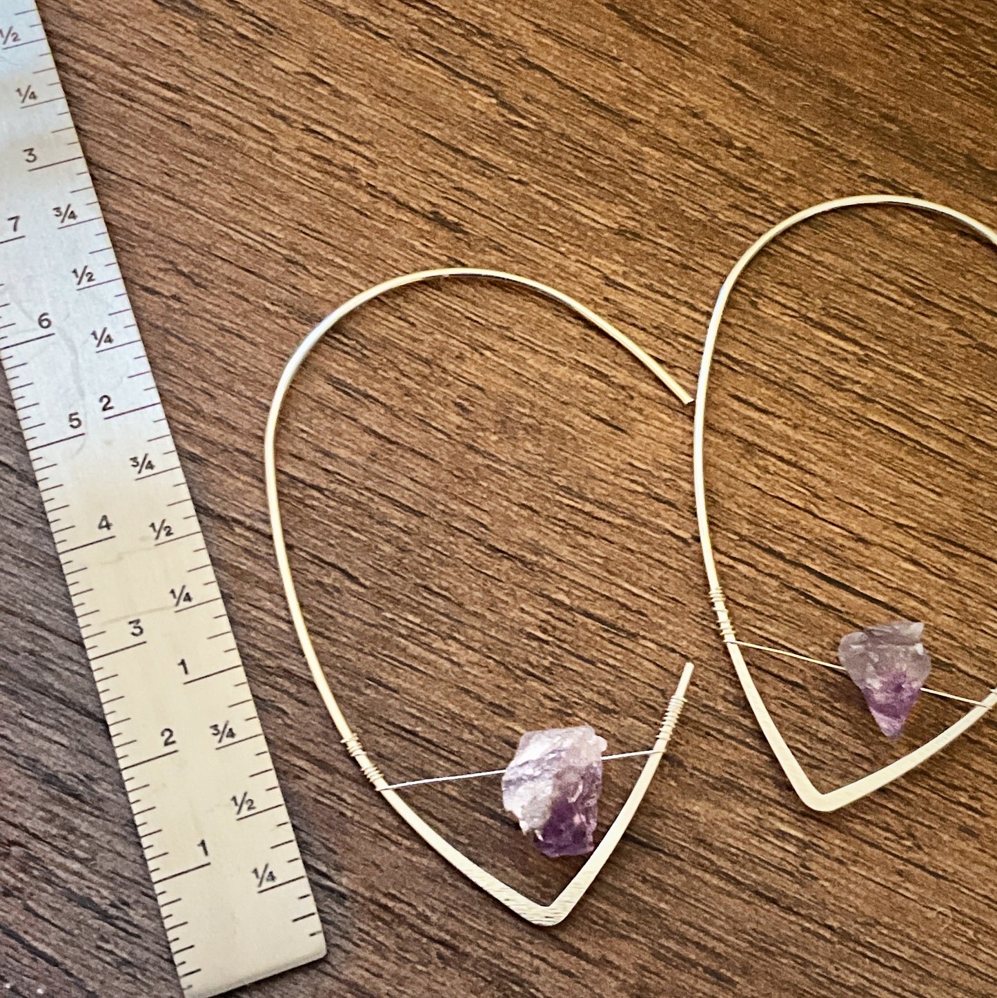 Aura Gemstone Wire Hoop Earrings