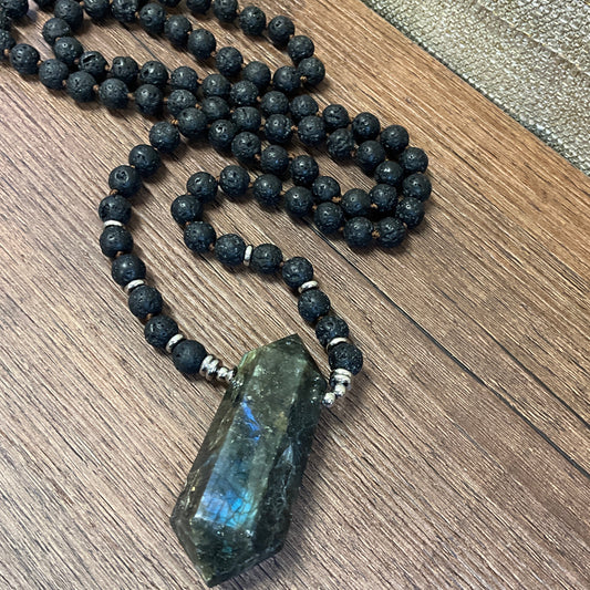 Vesuvius Lava and Labradorite Necklace