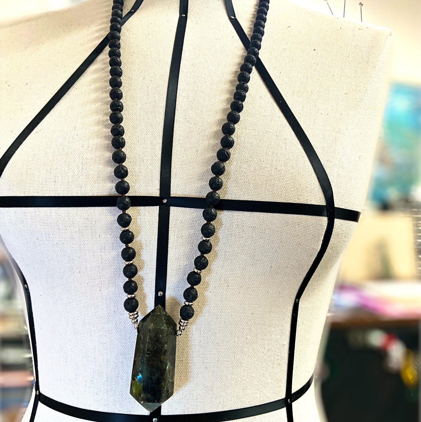 Vesuvius Lava and Labradorite Necklace