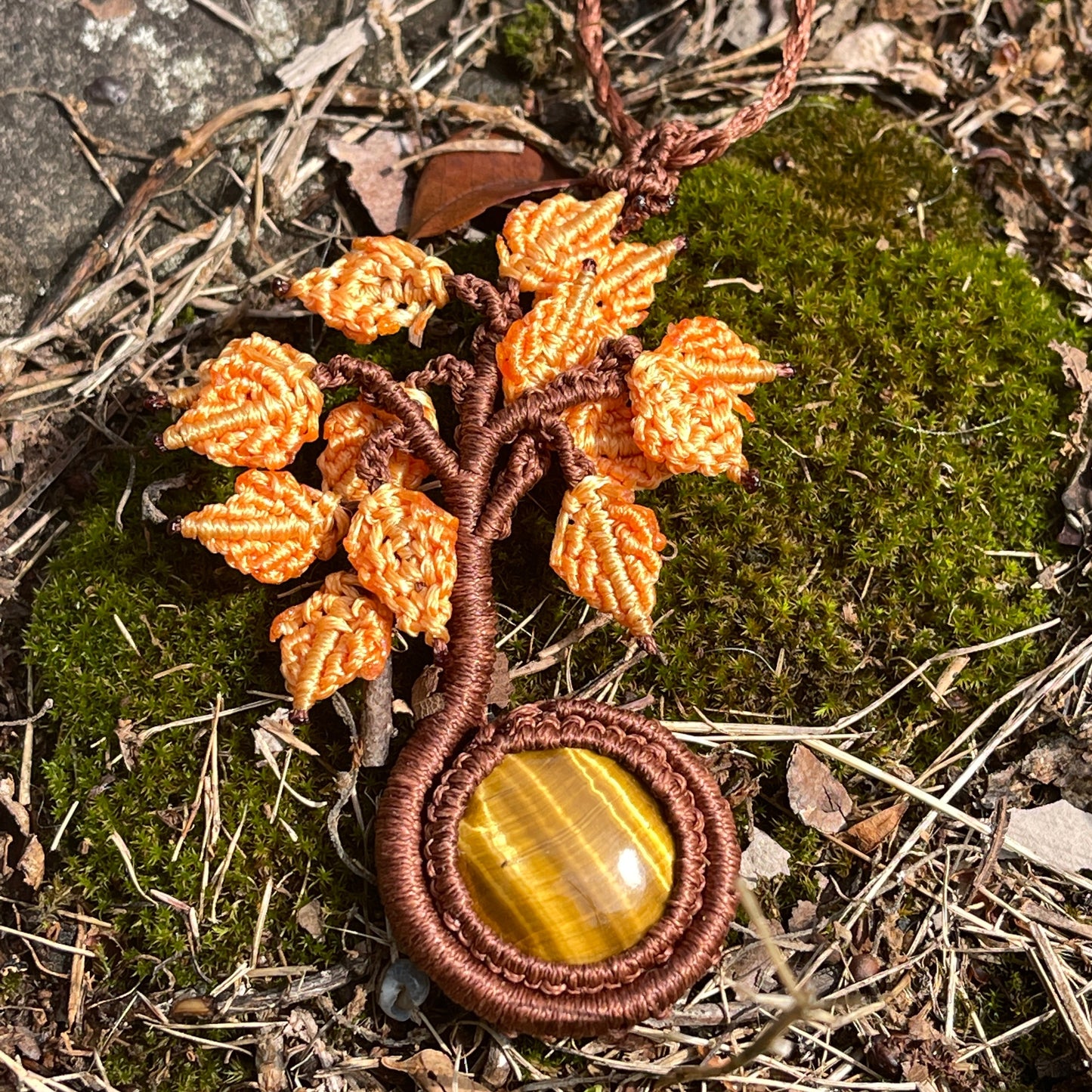 Dryad Tree Leaves Gemstone necklace autumnal