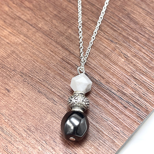 Hematite and Howlite Necklace for Peace and Contentment