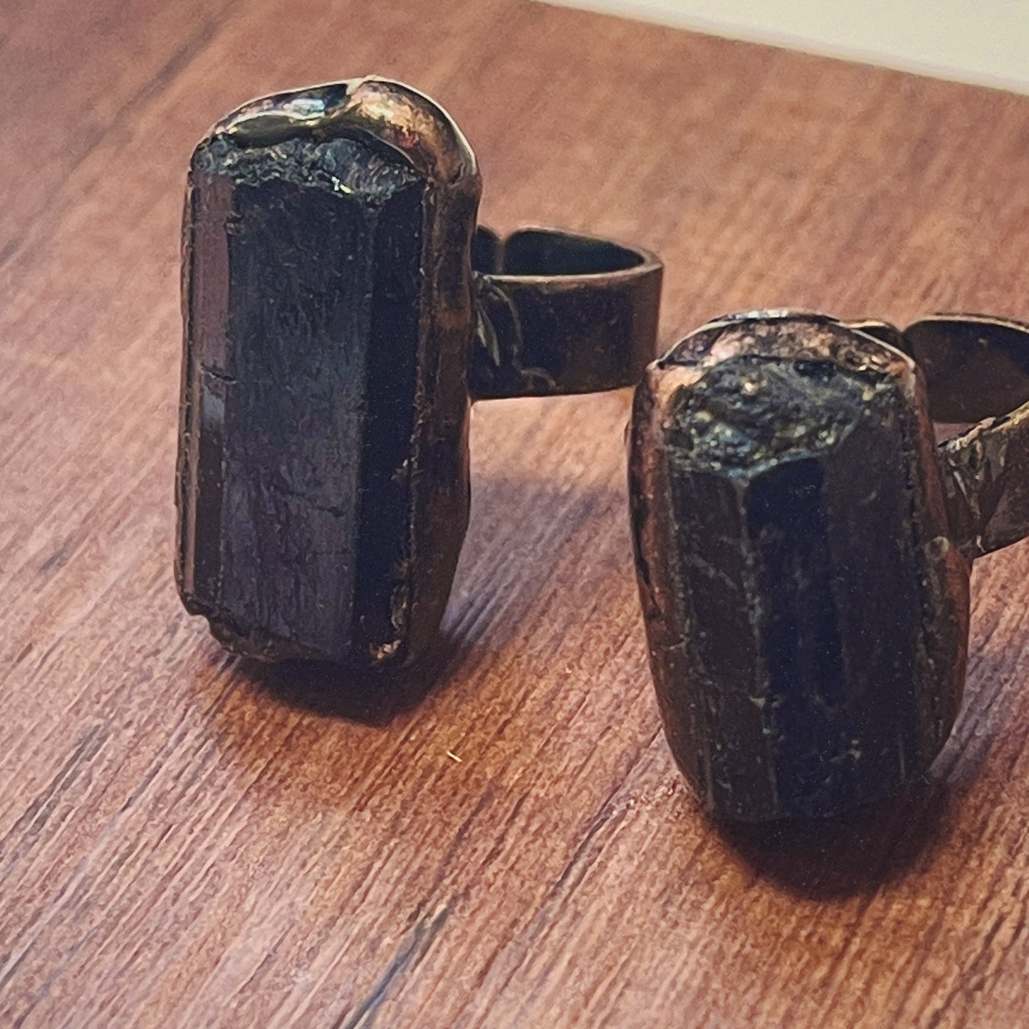 Raw Black Tourmaline Copper Ring