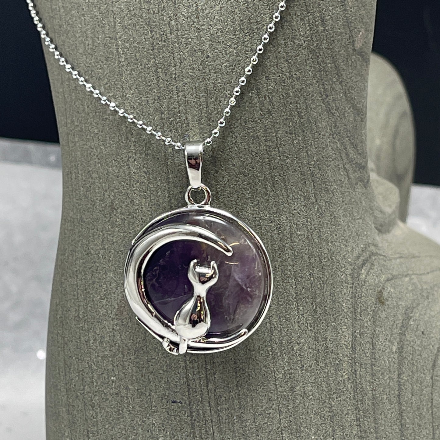 Luna Cat Gemstone Pendant Necklace