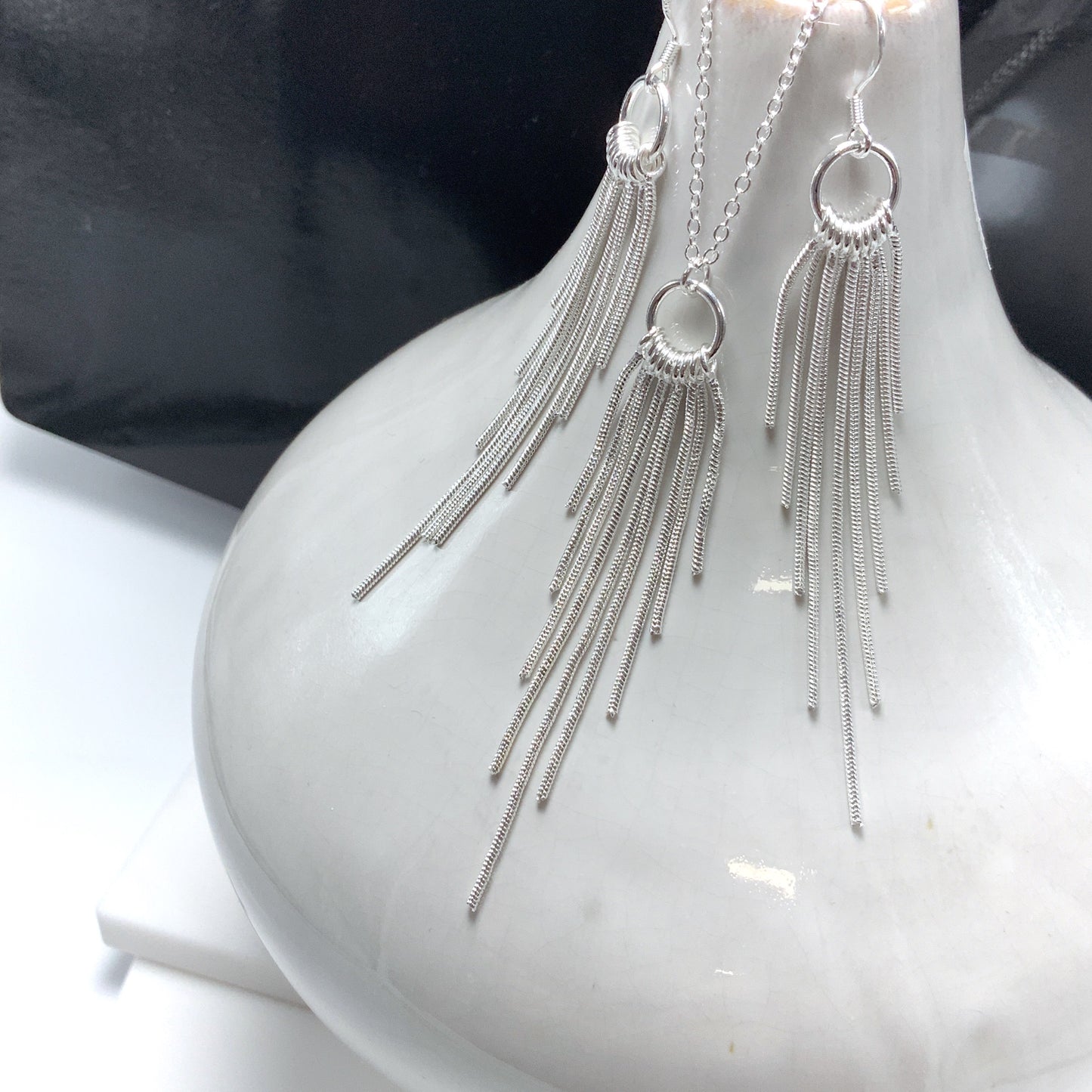 Olina Sterling Silver Fringe Tassel Earrings