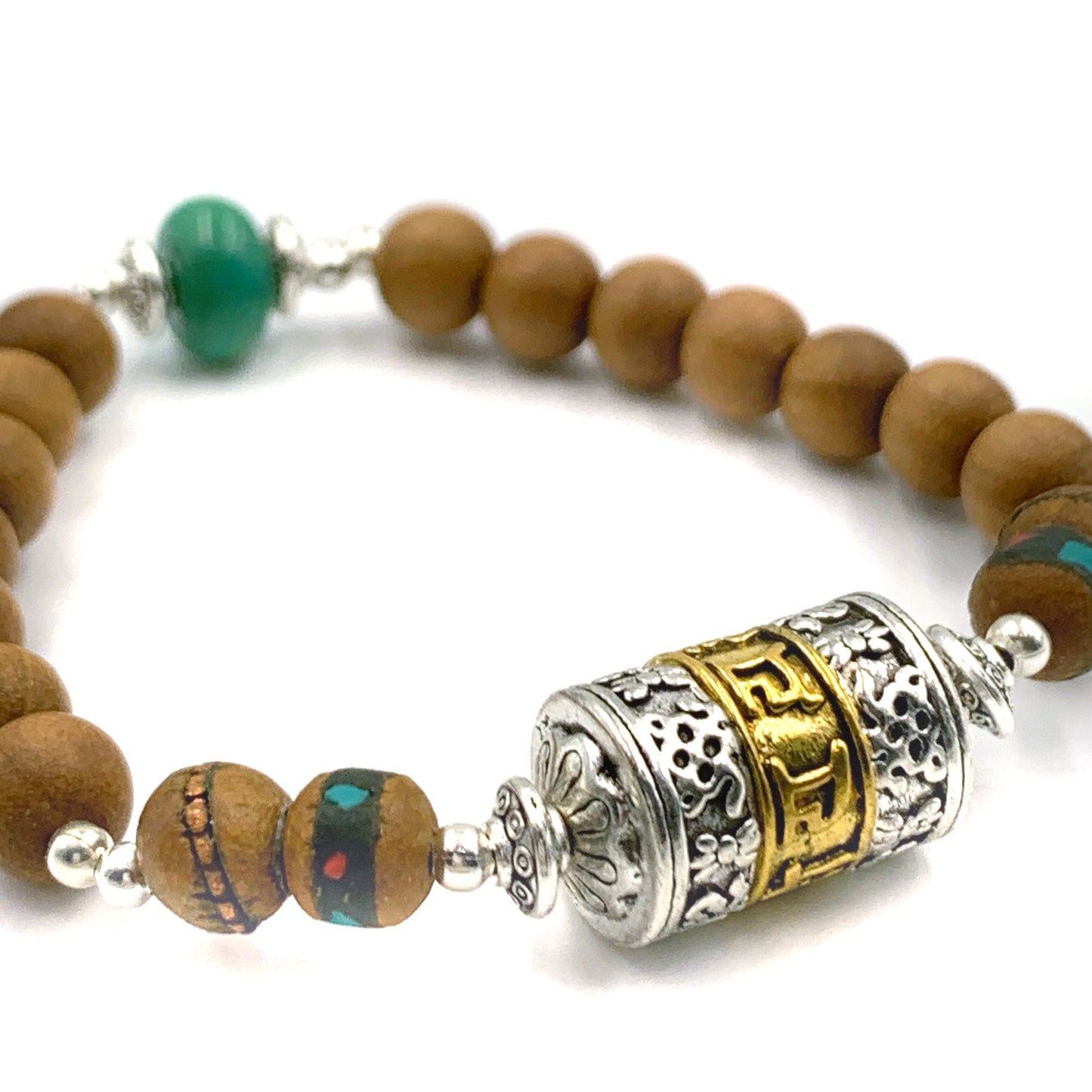 Sandalwood & Prayer Wheel Enlightenment Mala Bracelet