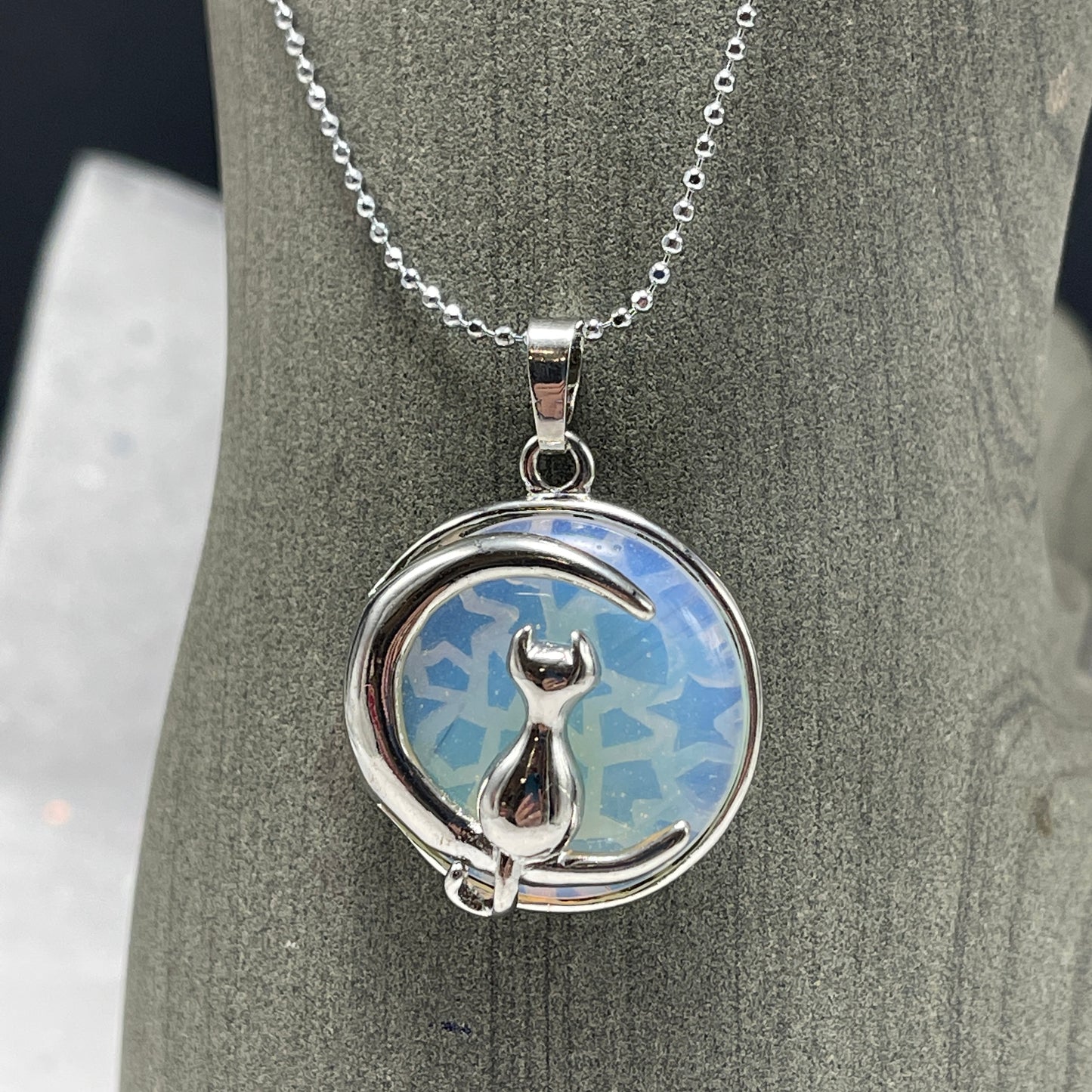 Luna Cat Gemstone Pendant Necklace