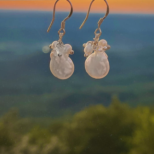 Flounce Coin Pearl Earrings